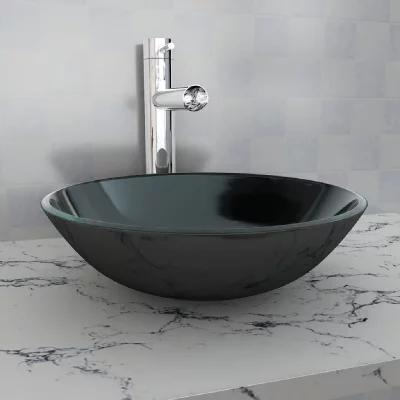 Vasque sur plan ronde et noire 42 x 14 cm Vida XL