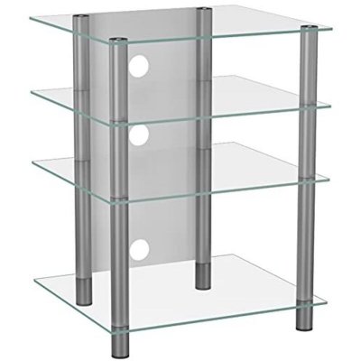 EBUY24 VCM 14100 Bilus Meuble HiFi Aluminium/Verre Argent/Clair