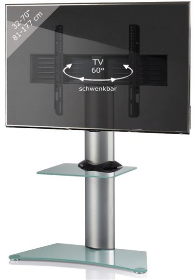 VCM  Support TV, Stand Zental Verre Mat avec &Eacute;tag&egrave;re Verre givr&eacute;