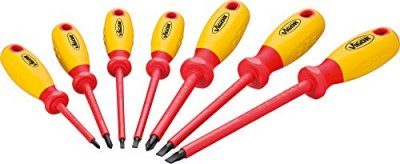 VIGOR Vde Jeu de tournevis 7 pi&egrave;ces vis &agrave; fente, cruciforme Phillips - 