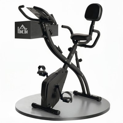 HOMCOM V&eacute;lo d'appartement -Pliant - 8 niveaux de r&eacute;sistance magn&eacute;tique - Noir