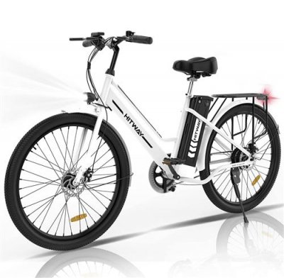 HITWAY V&eacute;lo &eacute;lectrique 26 pouces - Moteur 250W,E-Bike avec Batterie au Lithium Amovible 36V 8,4Ah - Blanc