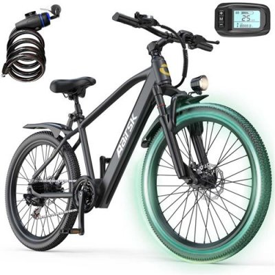  V&eacute;lo Electrique Aairsk GT300 Noir 26"" 250W Batterie Int&eacute;gr&eacute;e 36V 10Ah Ebike Adulte Ville