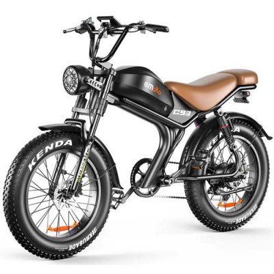  V&eacute;lo &eacute;lectrique Emoko C93 moteur 1000W batterie 20AH pneu 20*4.0 50KM/H 7 vitesses Marron
