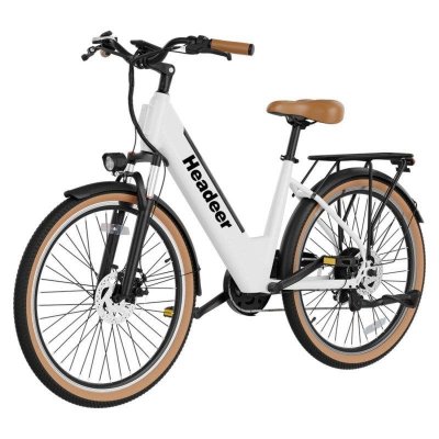 HEADEER V&eacute;lo &Eacute;lectrique  BD26195 - Moteur 350W Batterie 48V11.5AH 26"" Frein &agrave; Disque - Blanc