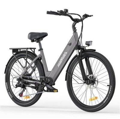  V&eacute;lo &eacute;lectrique P26 25km/h 250W Moteur Autonomie 55-100km Shimano 7 vitesses E-bike 36V17Ah Gris 