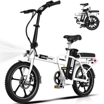 COLORWAY V&eacute;lo &eacute;lectrique pliable 16  - batterie 36v8,4ah - p&eacute;dalage assist&eacute; - &eacute;cran lcd - blanc 