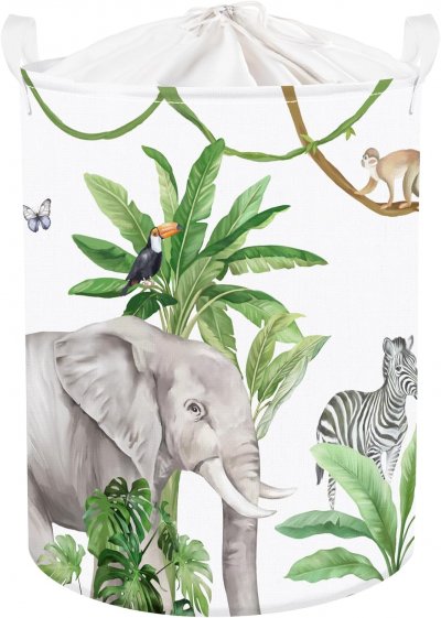 VENDOS85  Panier &agrave; linge girafe - Multicolore