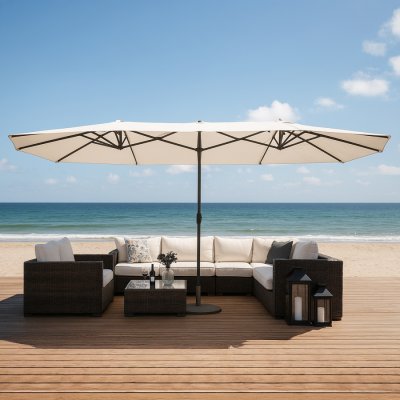 CONCEPT USINE Venice &eacute;cru : Parasol double 2,7 x 4,6 m 