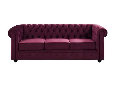 VENTE UNIQUE Vente-Unique Canap&eacute; 3 places CHESTERFIELD - Velours pourpre