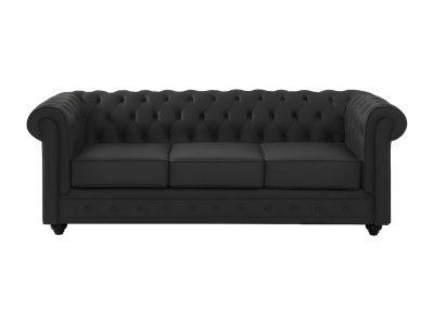 VENTE UNIQUE Vente-unique Canap&eacute; 3 places en cuir de buffle CHESTERFIELD - Noir