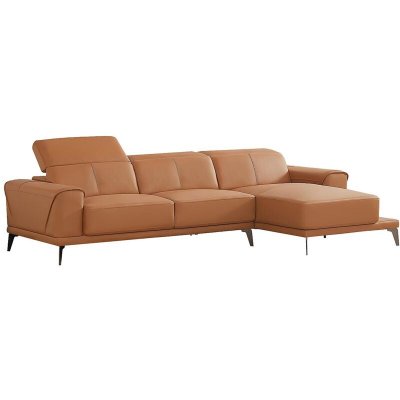 VENTE UNIQUE Vente-unique Canap&eacute; d'angle droit en cuir de buffle camel ANDOR