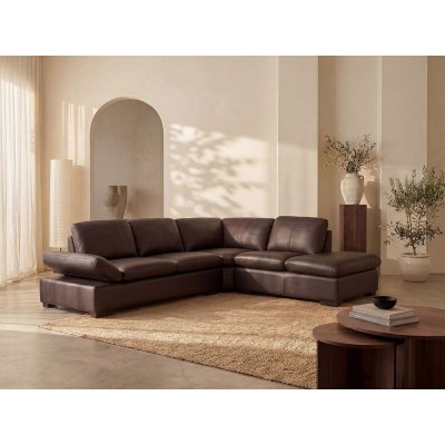 VENTE UNIQUE Vente-unique Canap&eacute; d'angle en cuir ONYX II - Marron - Angle droit