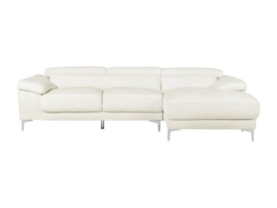 VENTE UNIQUE Vente-unique Canap&eacute; d'angle en cuir SOLANGE - Blanc - Angle droit
