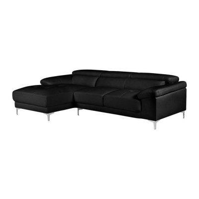 VENTE UNIQUE Vente-unique Canap&eacute; d'angle en cuir SOLANGE - Noir - Angle gauche