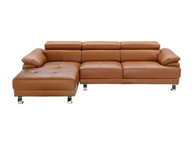 VENTE UNIQUE Vente-unique - Canap&eacute; d'angle Gauche en Cuir Premium Camel EXCELSIORA