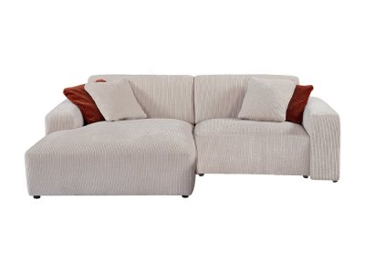VENTE UNIQUE Vente-unique - Canap&eacute; d'angle Gauche en Velours c&ocirc;tel&eacute; Beige TIRONO