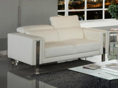 VENTE UNIQUE Vente-unique.com - Canap&eacute; 2 places en simili MAROUA - Blanc - Blanc