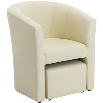 Vente-unique - Fauteuil Cabriolet et Pouf en Simili Beige Jovana