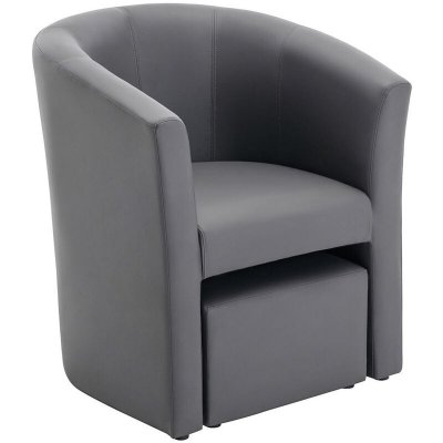 VENTE UNIQUE Vente-unique - Fauteuil Cabriolet et Pouf en Simili Gris Jovana