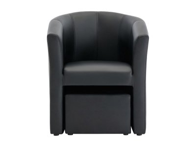 VENTE UNIQUE Vente-unique - Fauteuil Cabriolet et Pouf en Simili Noir Jovana