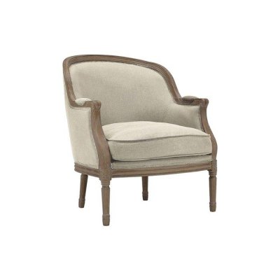 VENTE UNIQUE Vente-unique - Fauteuil en Lin Alienor - Cr&egrave;me