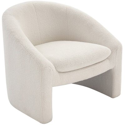 VENTE UNIQUE Vente-unique - Fauteuil en Tissu Bouclette Blanc OSSANA