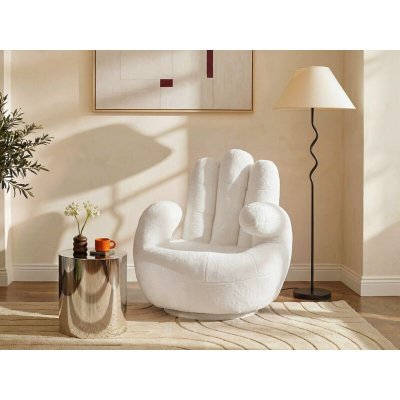 VENTE UNIQUE Vente-unique Fauteuil main pivotant CATCHY en fausse fourrure - Blanc