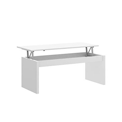 Vente-unique Table basse BASTIAN - Plateau relevable - Coloris blanc