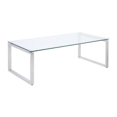 Vente-unique Table basse FREYA - Verre tremp&eacute; & m&eacute;tal chrom&eacute;