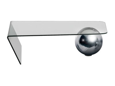 Vente-unique - Table Basse Mundo - Verre tremp&eacute; et Acier