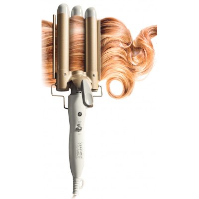  Venteo - Fer &agrave; boucler 3 t&ecirc;tes - VELFORM TRI WAVE CURL - Blanc - Adulte - Chauffe rapidement