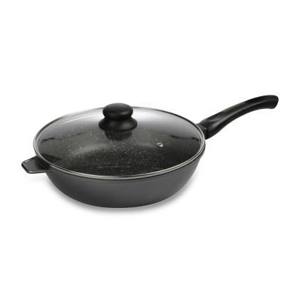 KITCHEN PRO Venteo - kitchenpro - sauteuse fa&ccedil;on pierre + son couvercle en verre