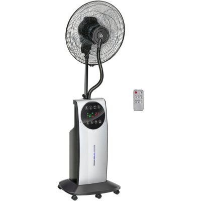 HOMCOM Ventilateur brumisateur sur roulettes 90 W programmable oscillant avec t&eacute;l&eacute;commande noir