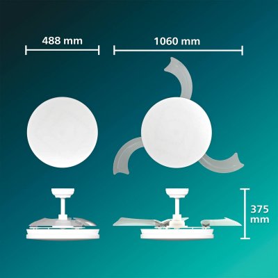 PHILIPS Ventilateur de plafond LED  Solr, blanc, courant continu, silencieux, CCT