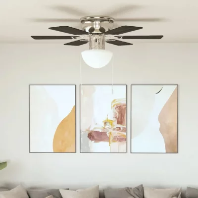 VIDAXL Ventilateur de plafond orn&eacute; avec lumi&egrave;re 82 cm Marron fonc&eacute;