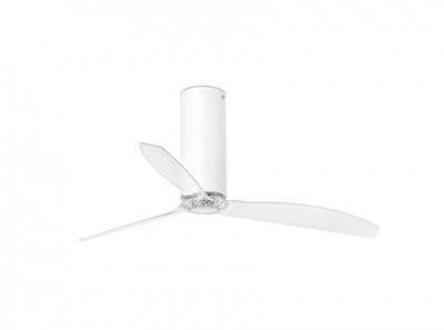 FARO Ventilateur de plafond transparent et blanc mat Tube Fan 