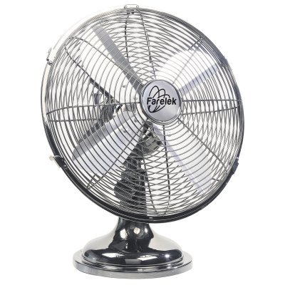 FARELEK Ventilateur de table, Utah chrom&eacute; 35 W, D30 cm