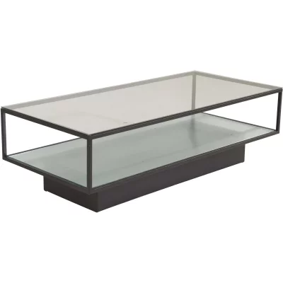 Venture Home Maglehem-Table de canap&eacute;-Verre, Noir, transperant