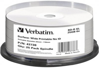 VERBATIM  - 25 x BD-R - 25 Go 6x - surface imprimable large - spindle