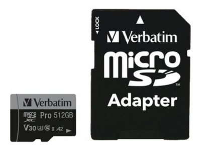 VERBATIM  47046 m&eacute;moire flash 512 Go MicroSDXC UHS-I Classe 10 - Neuf