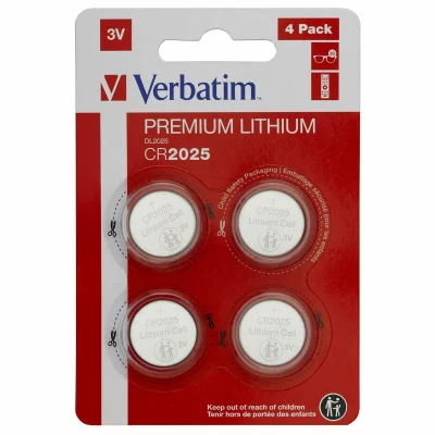 VERBATIM  49532 Cr 2025 Lithium Batteries 4 Units Argent&eacute;