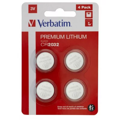 VERBATIM  49533 Cr 2032 Lithium Batteries 4 Units Argent&eacute;
