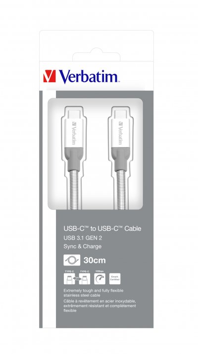 VERBATIM  C&acirc;ble USB USB-C (M) pour USB-C (M) USB 3.1 Gen2 3 A 30 cm