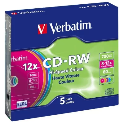 VERBATIM  Cd-rw 700mb Hi-speed Colour 8-12x Speed 5 Units Bleu