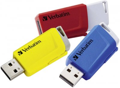 VERBATIM  Cl&eacute; USB Store 'n&acute; Click 3 x 16 Go Rouge / Bleu / Jaune