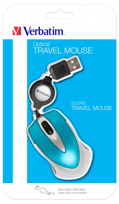 VERBATIM  Go Mini Travel Mouse Bleu,Argent&eacute;