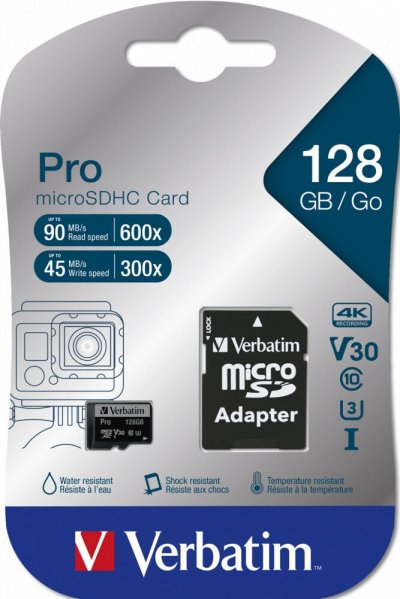 VERBATIM  microsdxc pro 128gb class 10 uhs-i avec adaptateur DFX-636393