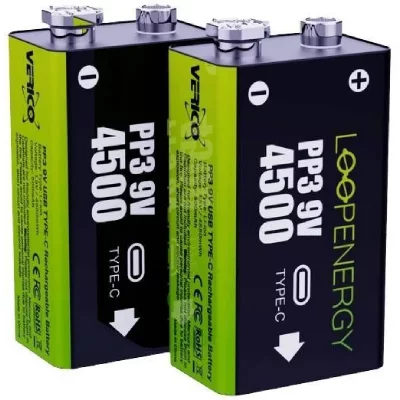VERICO  LoopEnergy USB-C Pile rechargeable 6LR61 (9V) Li-Ion 500 mAh 7.4 V 2 pc(s)