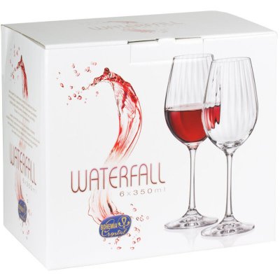 TABLE PASSION Verre &agrave; vin en cristallin 35cl - Coffret de 6 pi&egrave;ces WATERFALL